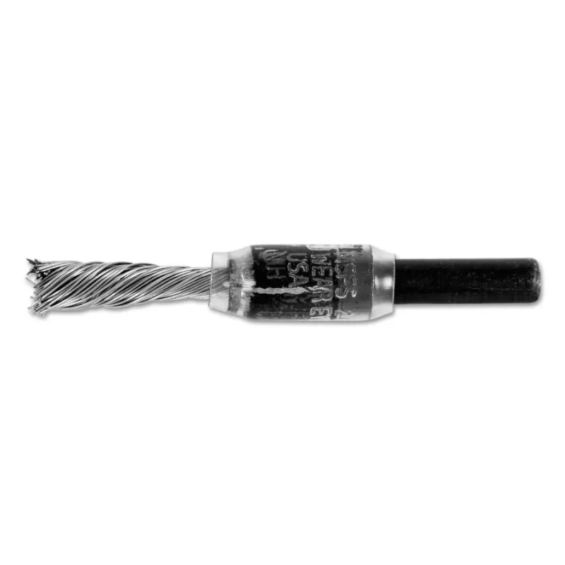 Singletwist® Knot End Brush, 1/4 in dia, 0.014 in Stainless Steel Wire, 20,000 RPM