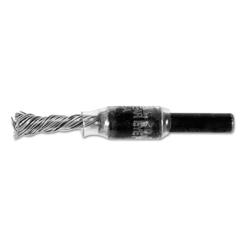 Singletwist® Knot End Brush, 1/4 in dia, 0.020 in Stainless Steel Wire, 20,000 RPM
