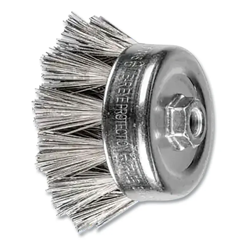 Diamond Coated Wire Cup Brush, 2-3/4 in dia, 0.020 in Wire, 0.020 in Wire Size, 5/8 in-11, Stainless Steel (INOX), 270 Grit