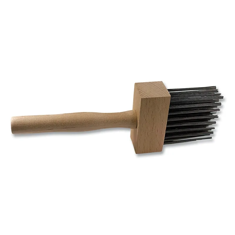 Wire Duster, 5-3/4 in OAL, 4 x 8 Rows, Carbon Steel, Wood Handle