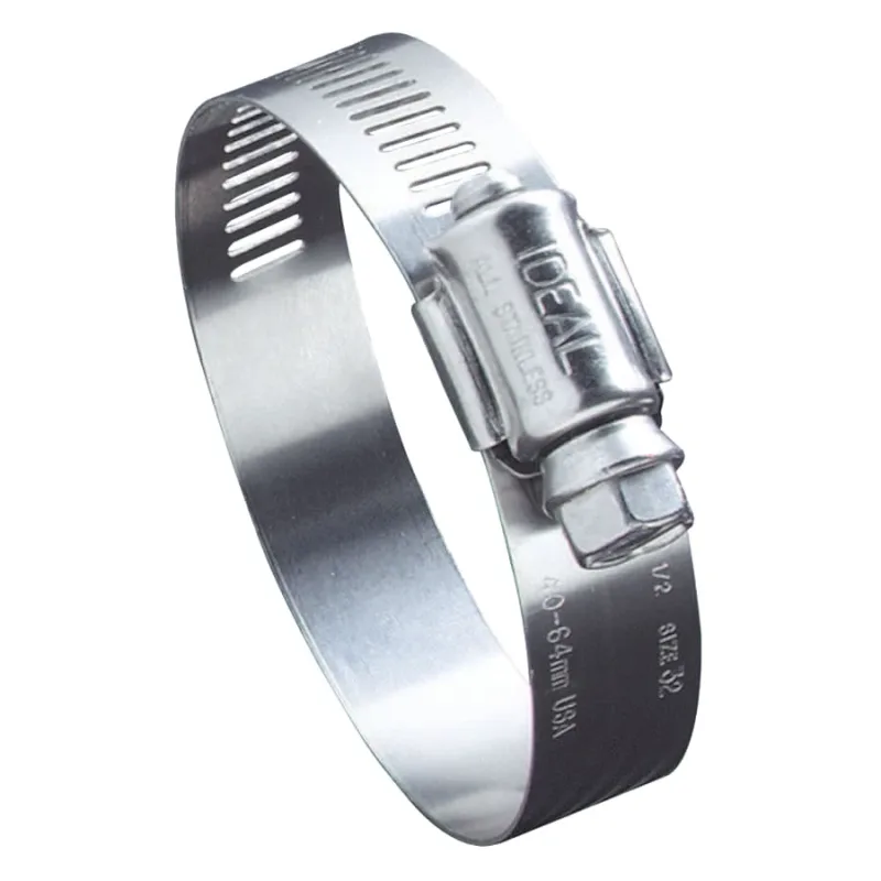 64 Series Worm Drive Clamp, 1-1/4 in to 2-1/4 in Hose ID, Stainless Steel 201/301