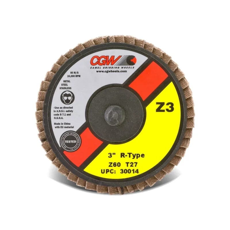 Flap Disc, Mini, Zirconia, Quick Change, Type R, 2 in dia, 40 Grit, 24,000 rpm