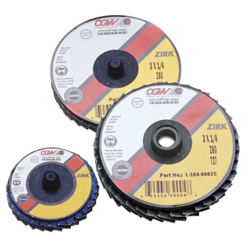 Flap Discs, Mini, Zirconia, Quick Change, Type R, 2 in, 80 Grit, 24,000 rpm