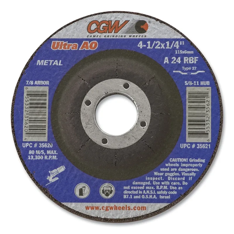 1/4 in Depressed Center Wheel Type 27, 4-1/2 in dia, 7/8 in Arbor, A24R