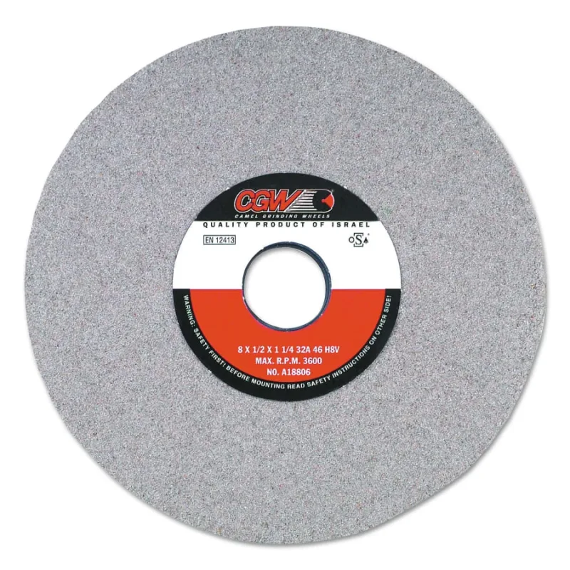 Centerless Grinding Wheels, 32A, Type 1, 8 X 1/2, 1 1/4" Arbor, 46, H