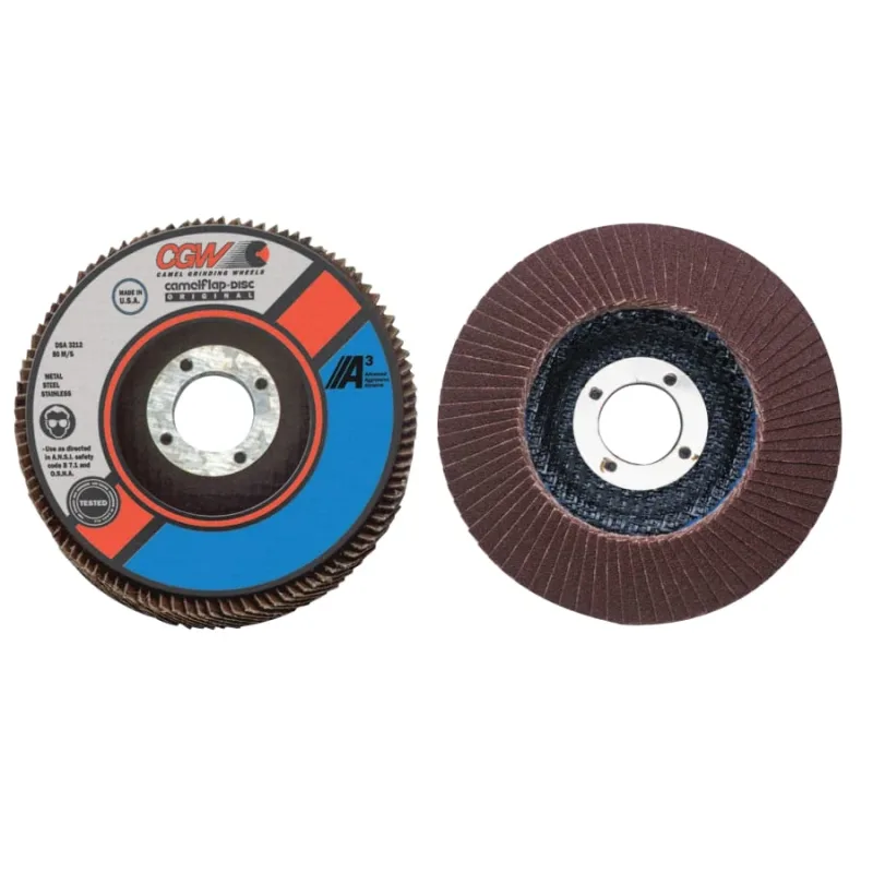 Flap Discs, A3 Aluminum Oxide, Regular, 4 in, 40 Grit, 5/8 in Arbor, 15,300 rpm