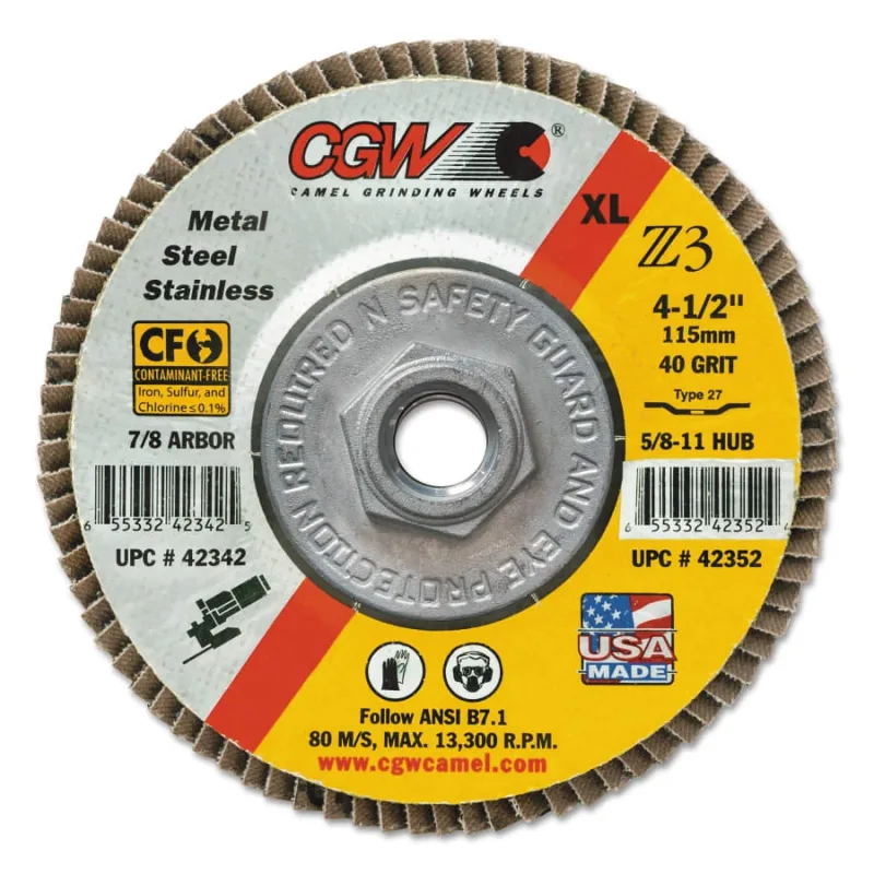 Premium Z3 Reg T29 Flap Disc, 7 in dai, 40 Grit, 5/8 in-11 Arbor, 8,600 RPM