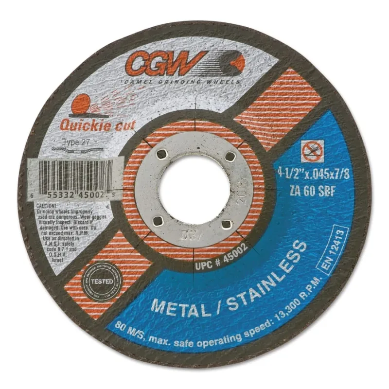 Cut-Off Wheel, Type 27, 7 in Dia, 1/16 in Thick, 60 Grit Zirconia/Alum.