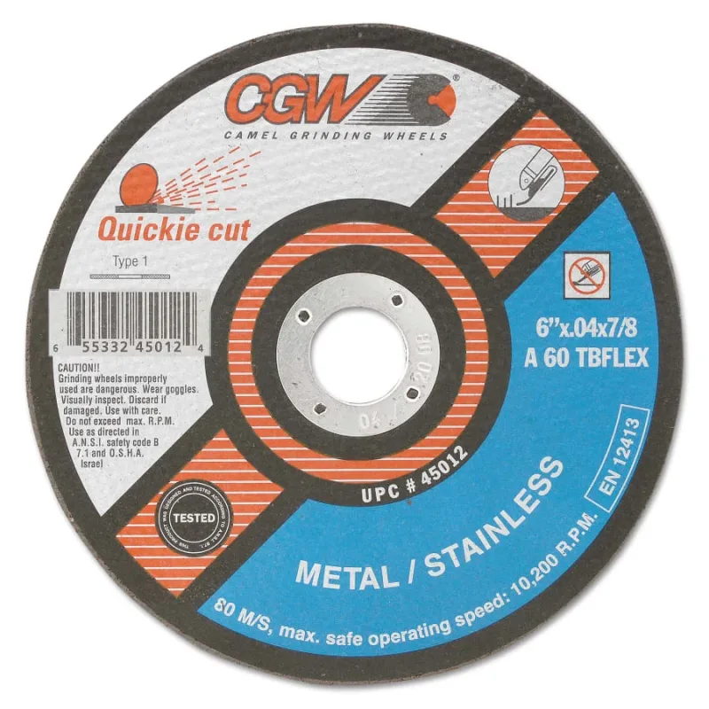 Extra Thin Cut-Off Wheel, Type 1, 5 in Dia, .04 in Thick, 60 Grit Alum. Oxide