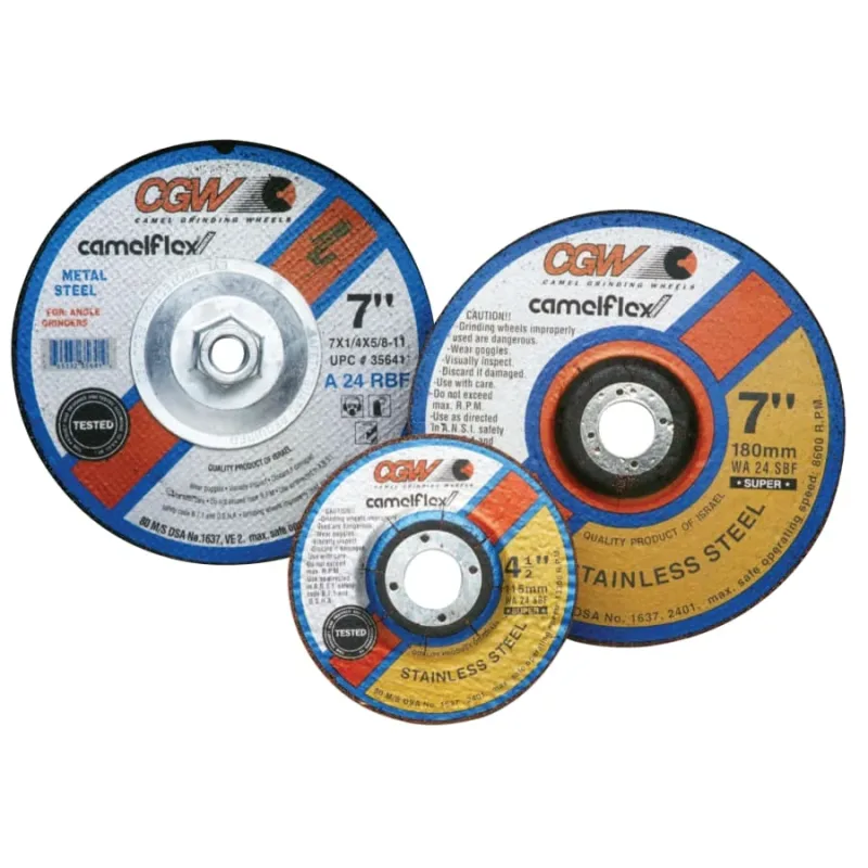 Depressed Center Wheel, Type 27, 6 Dia, 1/4 Thick, 7/8 Arbor, 24 Grit, Zirconia