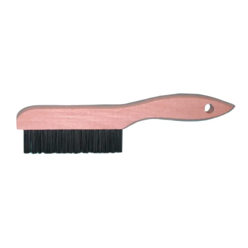 Shoe Handle Wire Scratch Brush, 10 in, 4 x 16 Rows, Carbon Steel Wire, Wood Handle