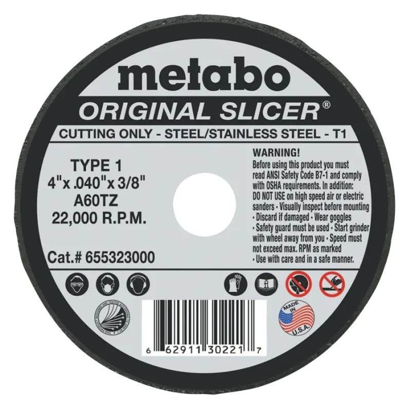 Original Slicer® Cutting Wheel, 4 in dia, .04 in Thick, A 60 TZ Grit, Alum. Oxide