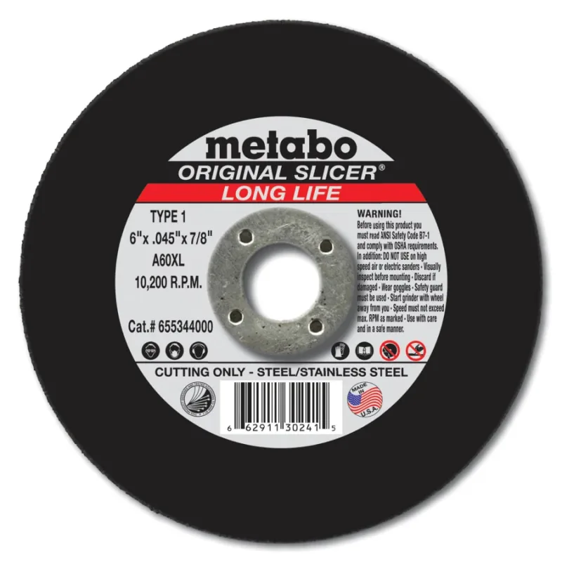 Original Slicer® Cutting Wheel, 6 in dia, 0.045 in Thick, 7/8 in Arbor, 36 Grit , AO (469-55344) - additional view 1
