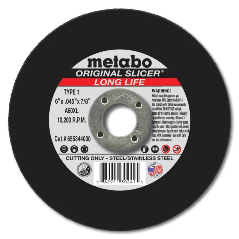 Original Slicer® Cutting Wheel, 6 in dia, 0.045 in Thick, 7/8 in Arbor, 36 Grit , AO (469-55344) - additional view 2