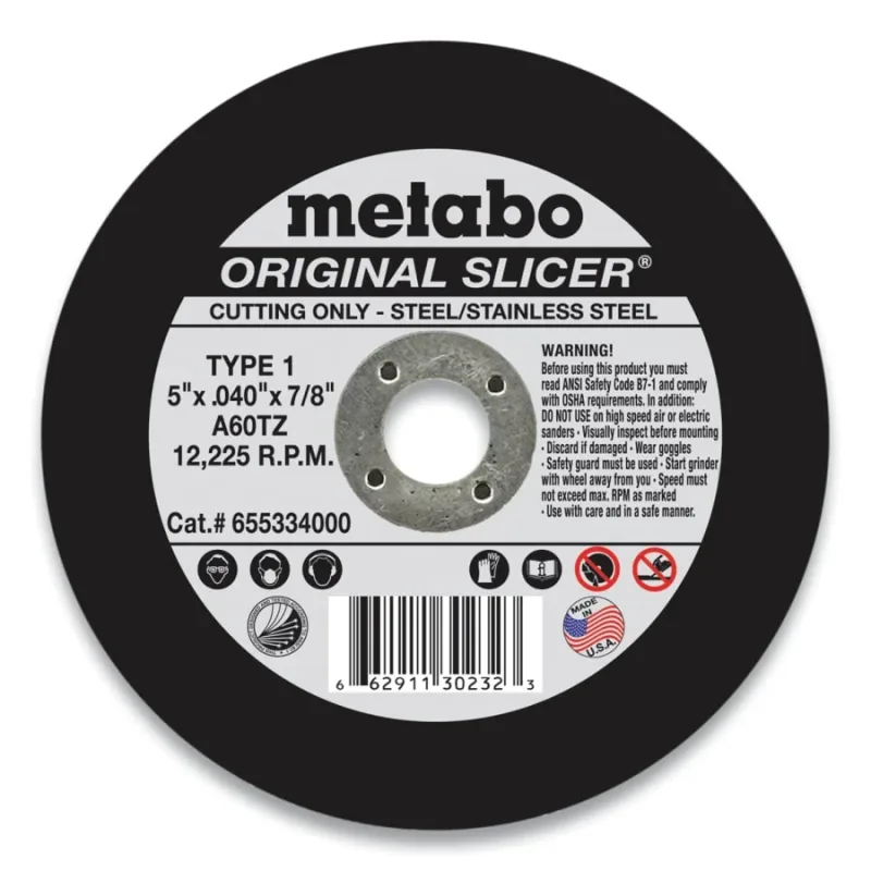 Original Slicer® Cutting Wheel, 5 in dia, .04 in Thick, A 60 TZ Grit, Alum. Oxide