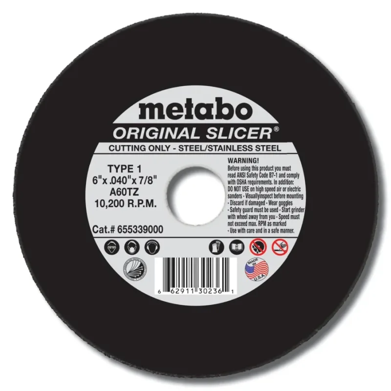 Original Slicer® Cutting Wheel, Type 1, 6 in dia, 0.040 in Thick, 60 Grit, Aluminum Oxide (469-655339000) - additional view 1