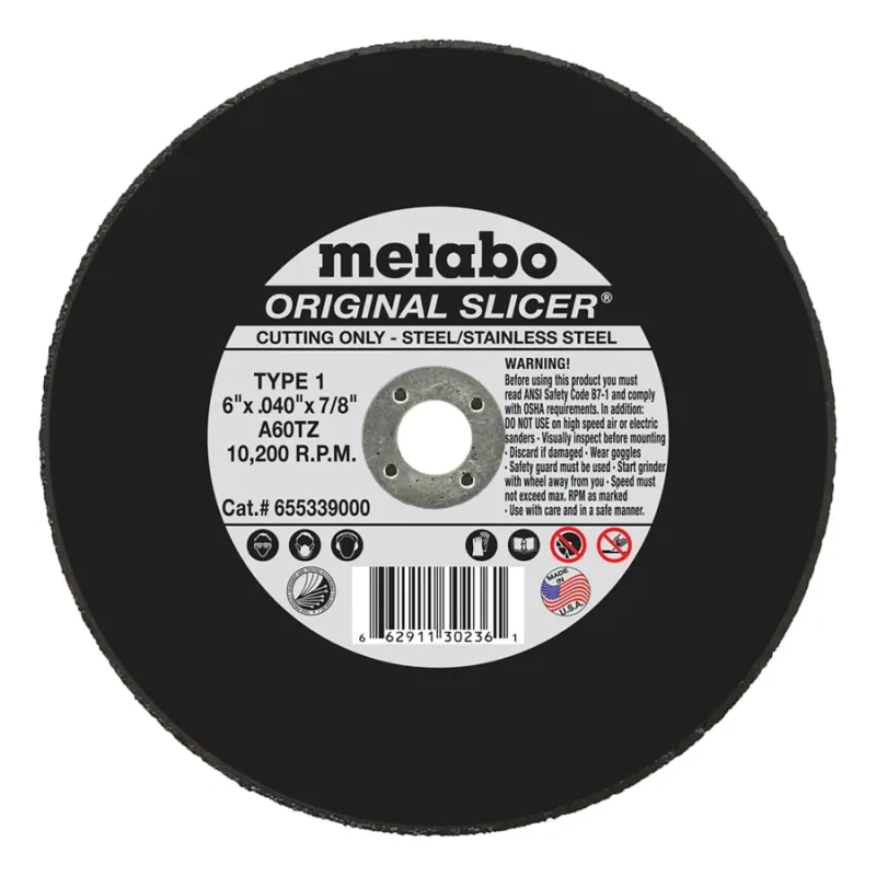 Original Slicer® Cutting Wheel, Type 1, 6 in dia, 0.040 in Thick, 60 Grit, Aluminum Oxide (469-655339000) - additional view 2