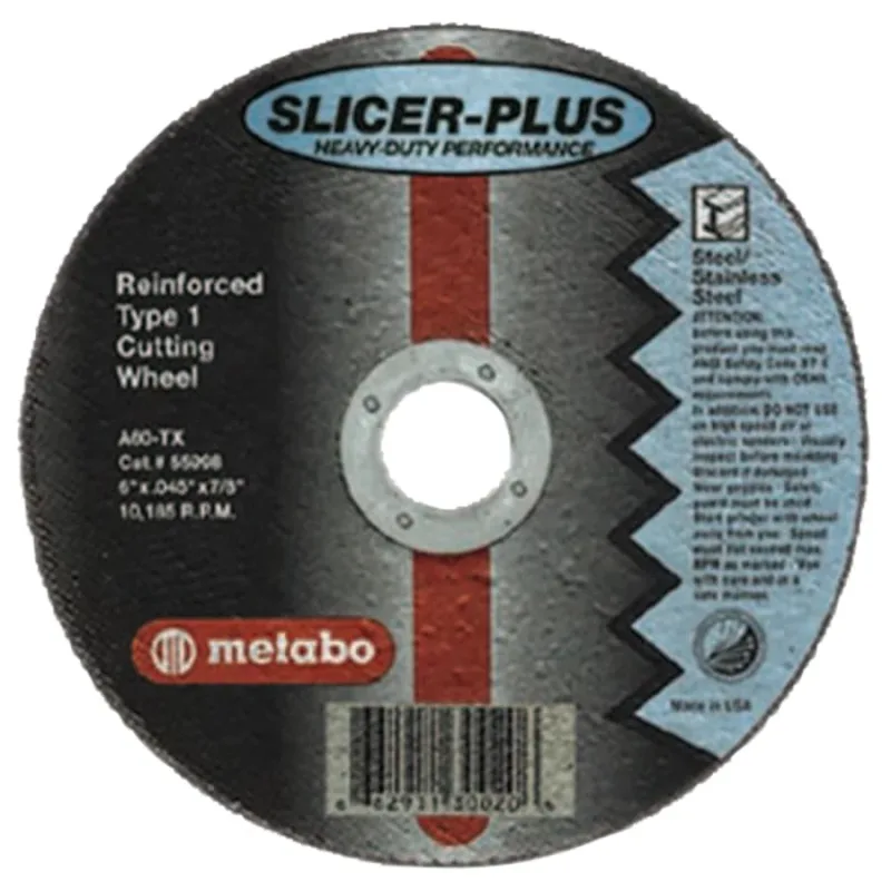 Slicer Plus® High Performance Cutting Wheel, 4-1/2 in dia, 0.045 in Thick, 7/8 in Arbor, Type 1, 60 Grit