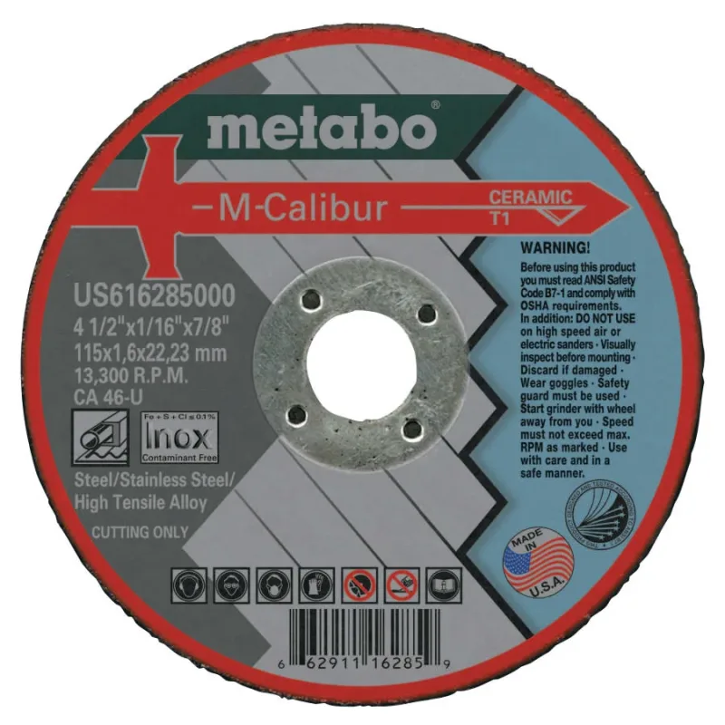 M-Calibur CA46U Cutting Wheels for Stainless Steel Type 1 4 1/2 in 13300 rpm