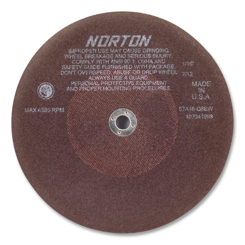 Type 01 Non-Reinforced Aluminum Oxide Cut-Off Wheel, 10 in x 0.060 in x 5/8 in, 60 Grit