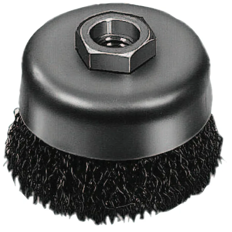 Crimped Wire Cup Brush, 3 in Dia., 5/8-11 Arbor, Carbon Steel