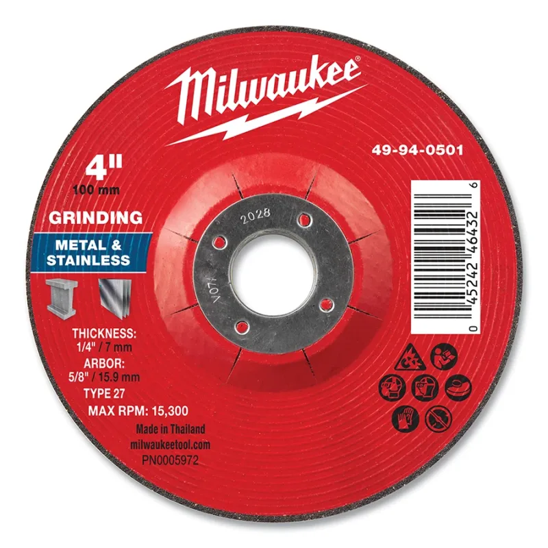 Type 27 Metal Grinding Wheel, 4 in dia, 1/4 in Thickness, 5/8 in Arbor dia, 30 Grit, Aluminum Oxide/Zirconia Grain