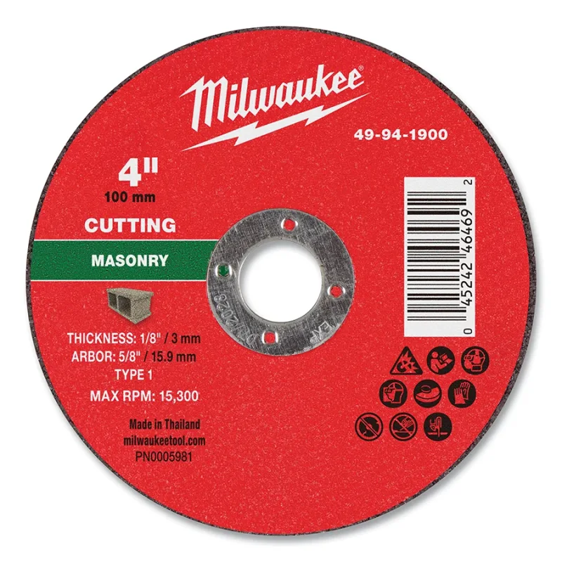 Type 1 Masonry Cut Off Wheel, 4 in dia, 1/8 in Thickness, 5/8 in Arbor dia, 30 Grit, Silicon Carbide