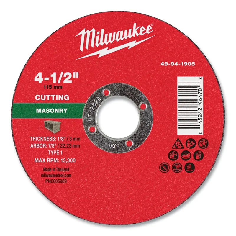 Type 1 Masonry Cut Off Wheel, 4.5 in dia, 1/8 in Thickness, 7/8 in Arbor dia, 30 Grit, Silicon Carbide