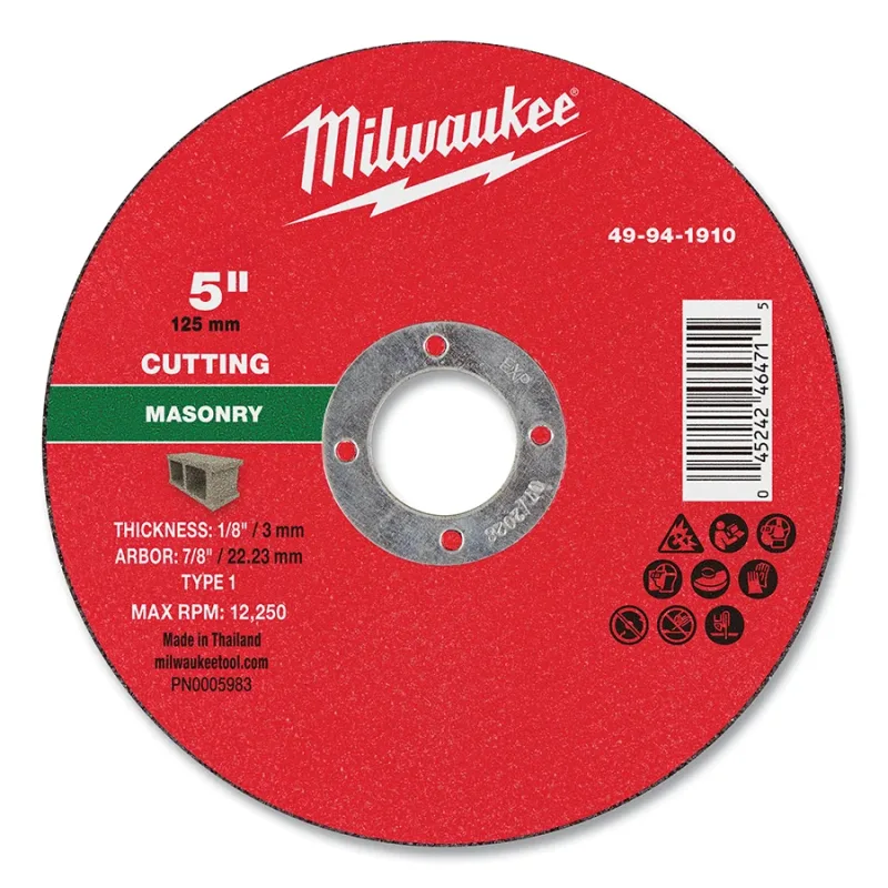 Type 1 Masonry Cut Off Wheel, 5 in dia, 1/8 in Thickness, 7/8 in Arbor dia, 30 Grit, Silicon Carbide