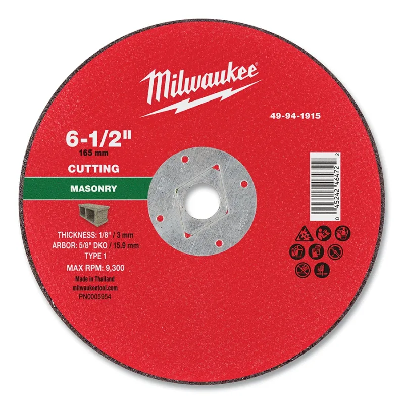 Type 1 Masonry Cut Off Wheel, 6.5 in dia, 1/8 in Thickness, 5/8 in Arbor dia, 30 Grit, Silicon Carbide, DKO