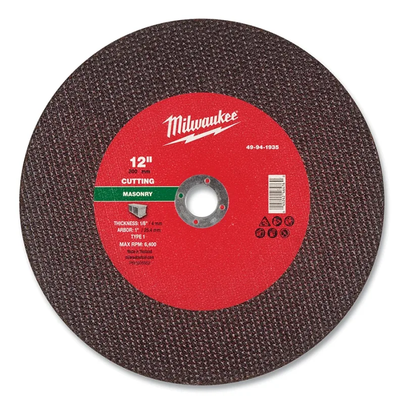 Type 1 Masonry High-Speed Saw Cut-Off Wheel, 12 in dia, 1/8 in Thickness, 1 in Arbor dia, 30 Grit, Silicon Carbide