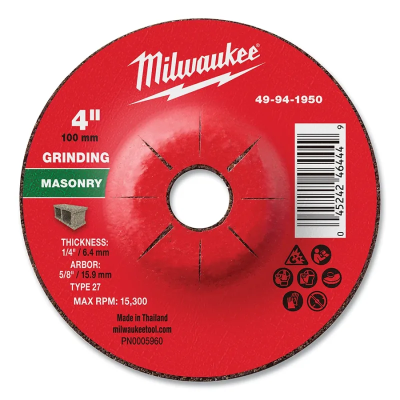 Type 27 Masonry Grinding Wheel, 4 in dia, 1/4 in Thickness, 5/8 in Arbor dia, 24 Grit, Silicon Carbide