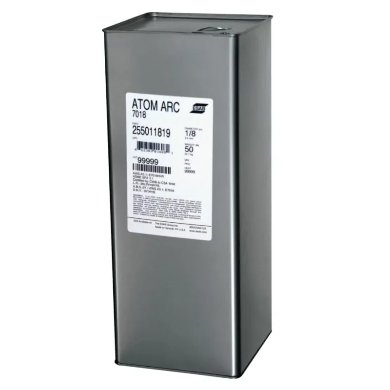 Stick Electrode, Atom Arc 7018 Acclaim Welding Wires, 1/8 in dia, 14 in L, 50 lb Hermetically Sealed Can