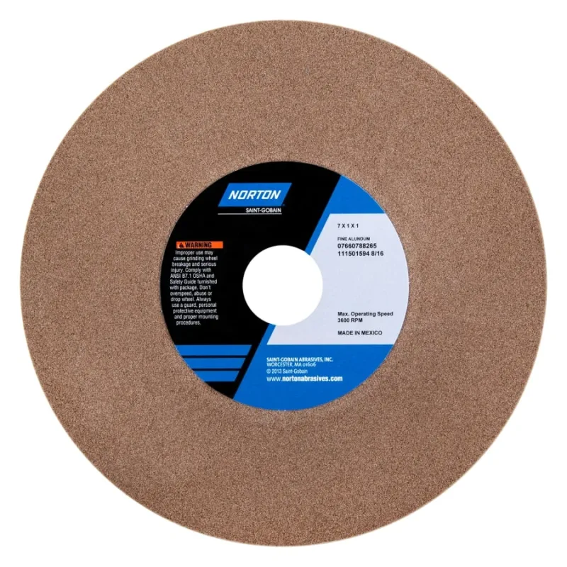 T1 Straight Gemini Bench & Pedestal Grinding Wheel, 8 in Dia x 1 in Thick, 1 in Arbor, Medium, AlumOx