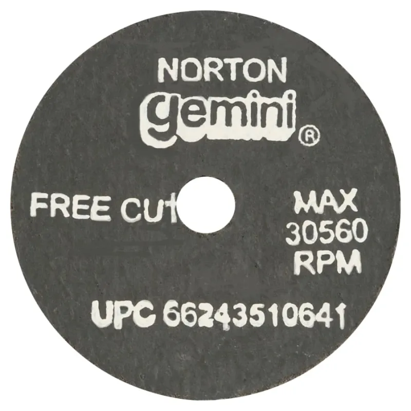 Gemini® Type 1 Reinforced Die Grinder Cut-Off Wheel, 2-1/2 in dia, 1/16 in Thick, 3/8 in Arbor, 36 Grit, Aluminum Oxide