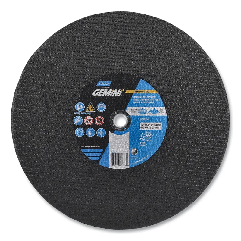 Gemini® High-Speed Abrasive Cut-Off Wheel, 12 in dia x 1 in/20 mm AH, Extra Coarse, 6300 RPM, AO, 10 EA/BX