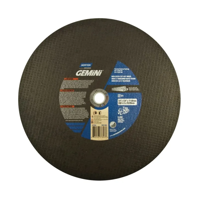 Gemini® High-Speed Abrasive Cut-Off Wheel, 14 in dia x 1 in/20 mm AH, Extra Coarse, 5400 RPM, Silicon Carbide, 1 EA/EA