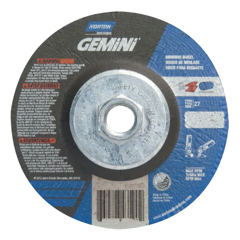 Gemini® RightCut™ Right Angle Cut-Off Wheel, Type 27/42, 4-1/2 in dia x 3/32 in Thick x 5/8 in-11 Arbor, 10 EA/PK