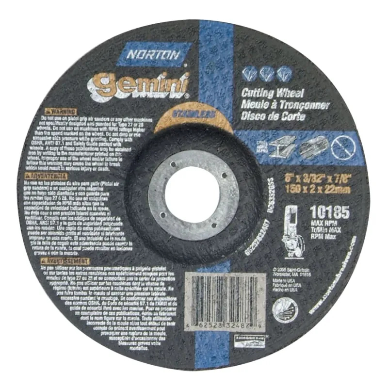 Gemini® RightCut™ Right Angle Cut-Off Wheel, Type 27/42, 6 in dia x 3/32 in Thick x 7/8 in Arbor, 25 EA/PK