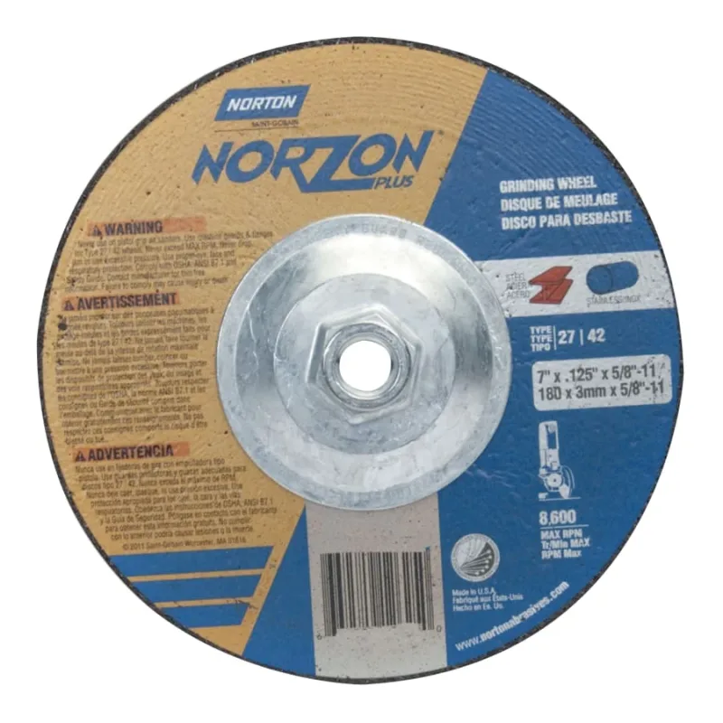Gemini® RightCut™ Right Angle Cut-Off Wheel, Type 27/42, 7 in dia x 3/32 in Thick x 5/8 in-11 Arbor, 10 EA/PK