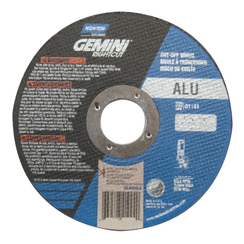 Gemini® RightCut™ Right Angle Cut-Off Wheel, Type 01/41, 6 in dia x 0.045 in Thick x 7/8 in Arbor, 25 EA/PK