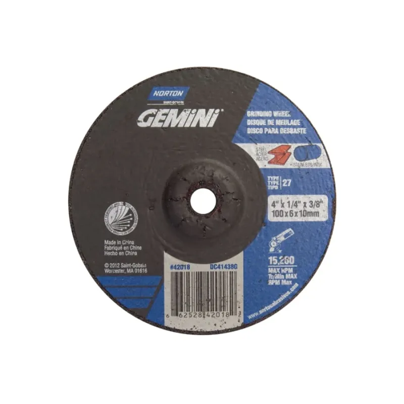 Grinding Wheel, Aluminum Oxide, 4 in dia, 3/8 in Arbor, 24 Grit