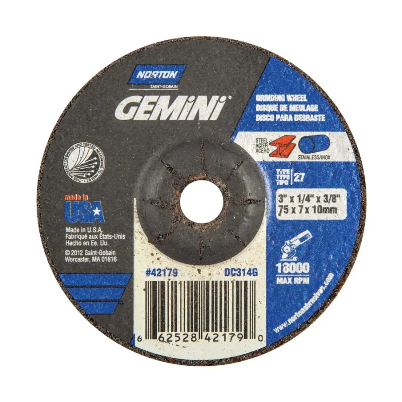 Grinding Wheel, Aluminum Oxide, 3 in dia, 3/8 in Arbor, 24 Grit