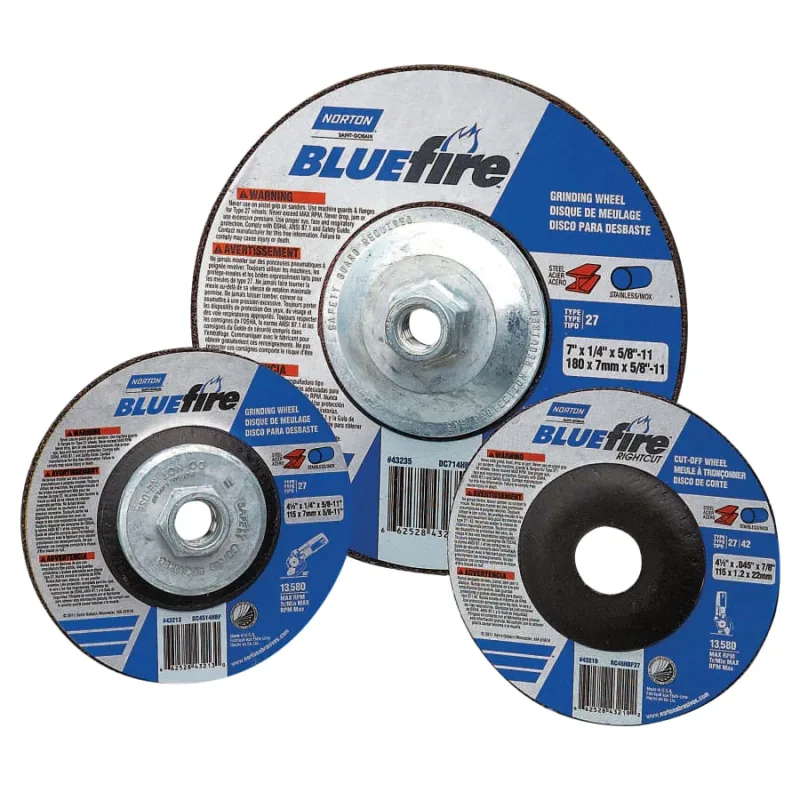 Bluefire® Type 27 Depressed Center Wheel, 6 in x 1/4 x 7/8, 24 Grit, Zirconia Alumina