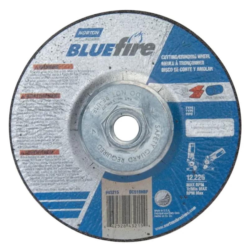 Bluefire® Type 27 Depressed Center Wheel, 5 in x 1/8 x 5/8-11, 24 Grit, Zirconia Alumina