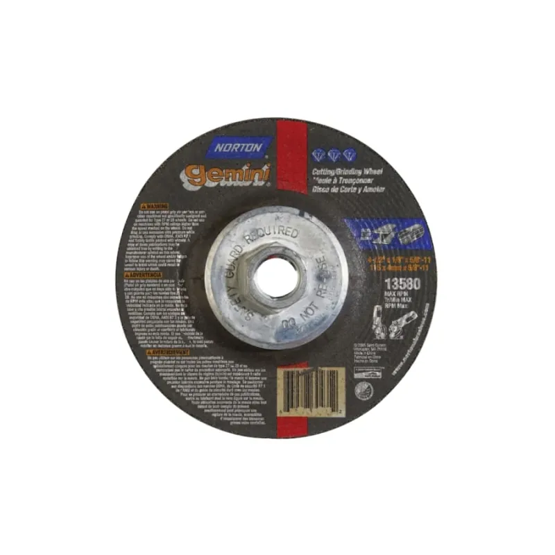 Gemini® Type 27 Grinding and Cutting Wheel, 5 in dia x 1/4 in T x 5/8 in-11 Arbor Hole, AO