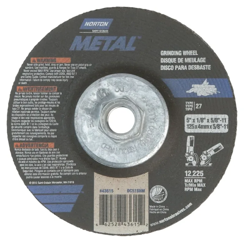 Gemini Depressed Center Wheel, 5" Dia, 1/8" Thick, 5/8" Arbor