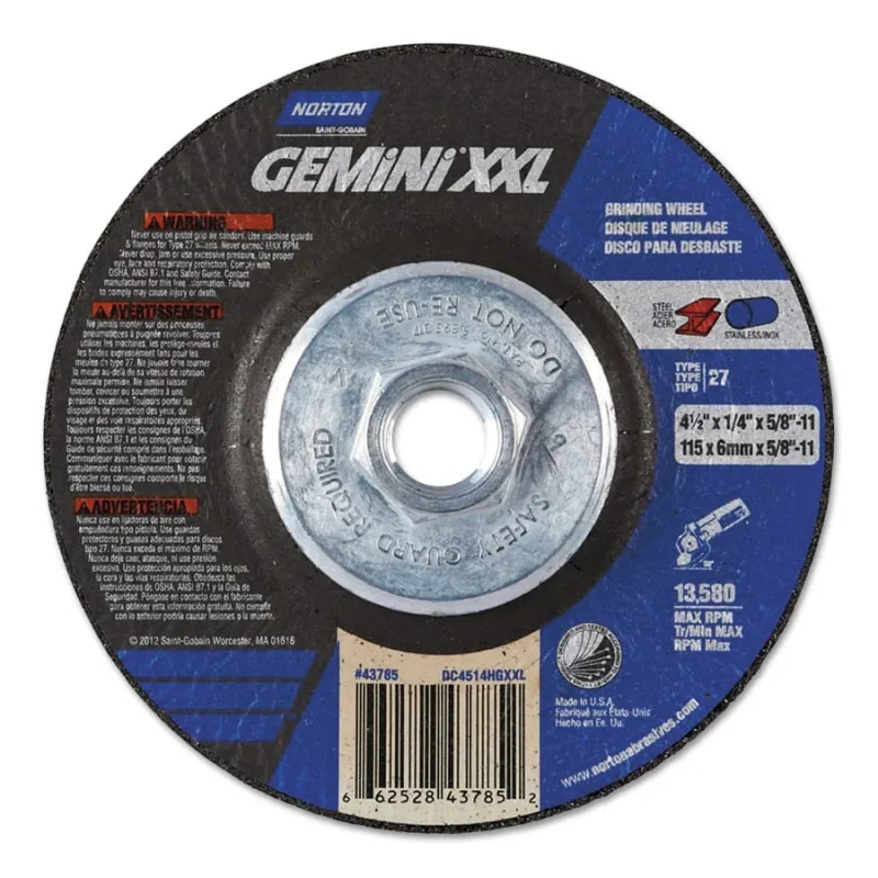 Type-27 1/4 in Grinding Wheel, 13500 RPM, 10 EA/PK