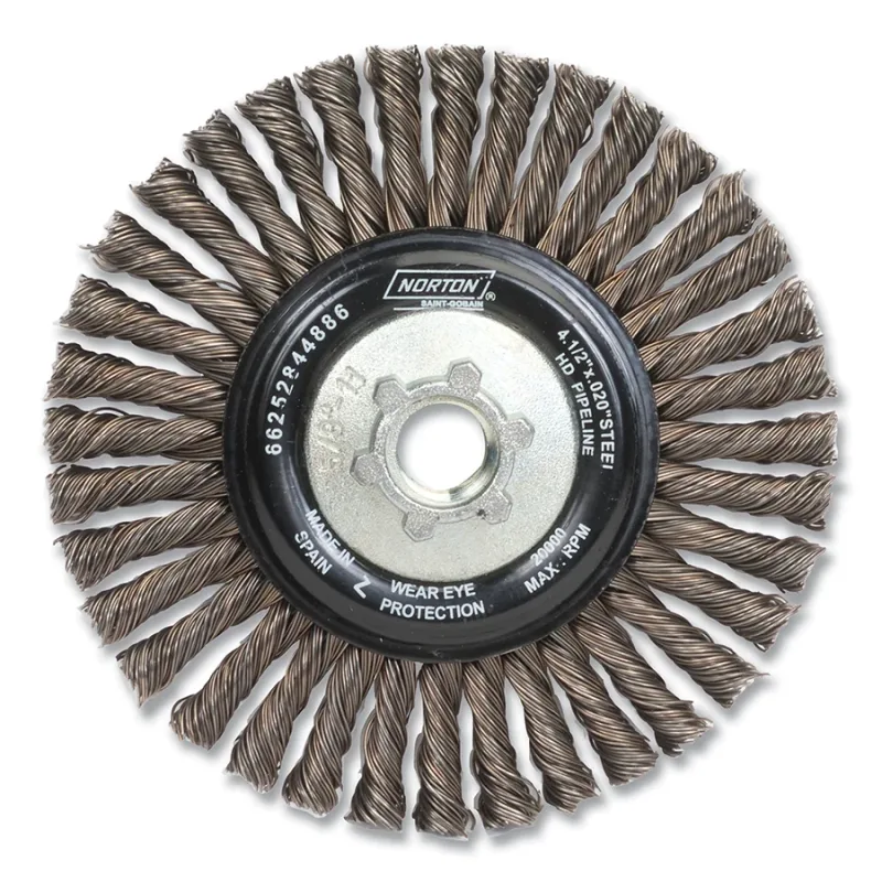 4-1/2 in x 0.020 in Carbon Steel Stringer Bead Knot Wire Wheel Brush 5/8 in-11 Arbor