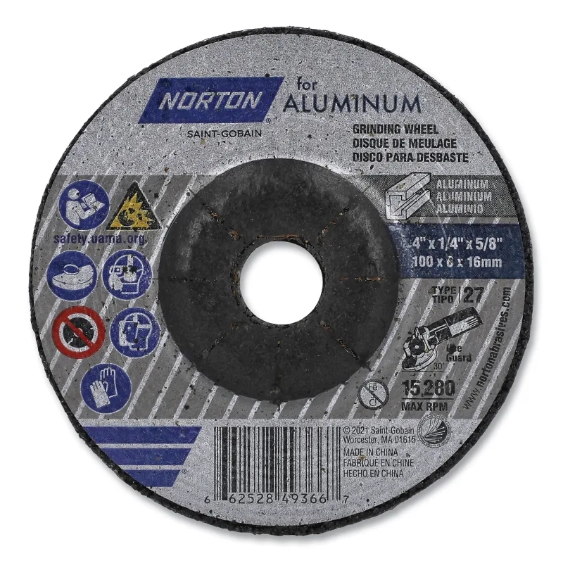 Metal Depressed Center Grinding Wheel, Type 27, Aluminum Oxide, 20 Grit, 9 in dia, 5/8 Arbor